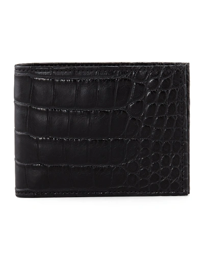 Neiman Marcus Alligator Bi-fold Wallet In Black