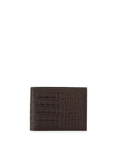 Neiman Marcus Alligator Bi-fold Wallet In Brown
