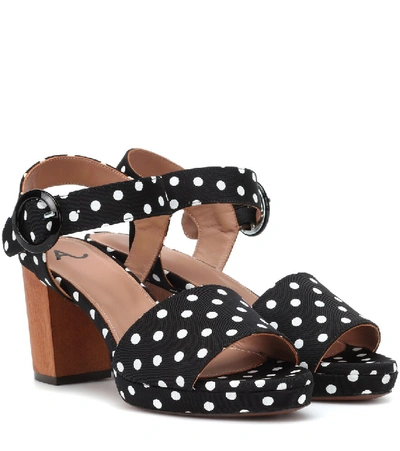 Alexa Chung Polka-dot Block-heel Sandals In Black