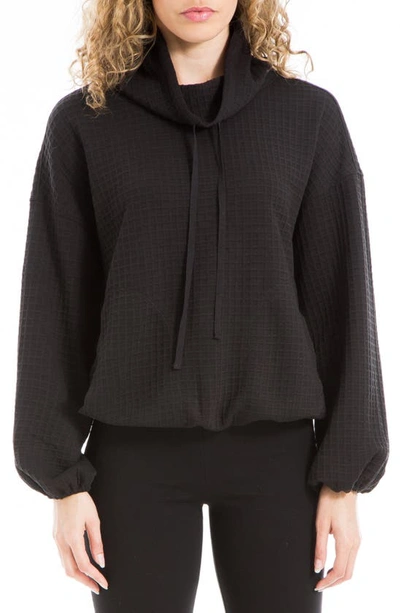 Max Studio Funnel Neck Waffle Knit Pullover In Black