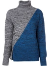 Derek Lam 10 Crosby Bi-color Merino Wool Turtleneck Sweater In Blue Multi