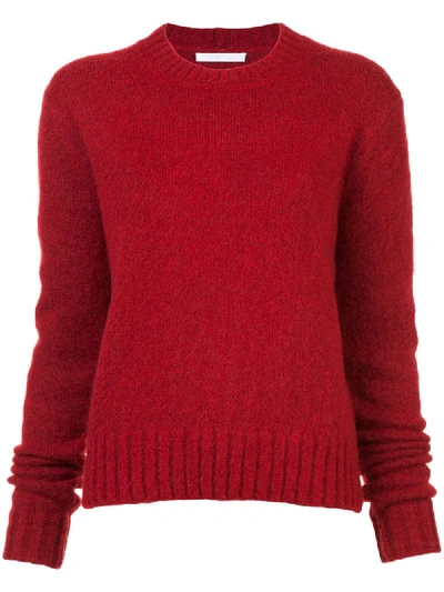 Helmut Lang Brushed Wool & Alpaca Blend Sweater In Scarlet