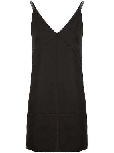 Helmut Lang V-neck Sleeveless Nylon Mini Dress In Black