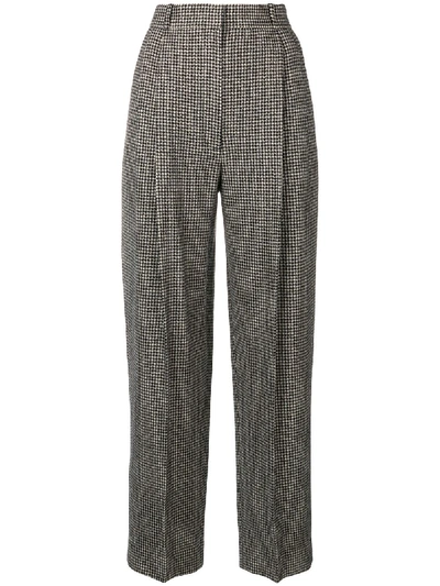 The Row Nica Houndstooth Camel Hair Straight-leg Pants In Black White