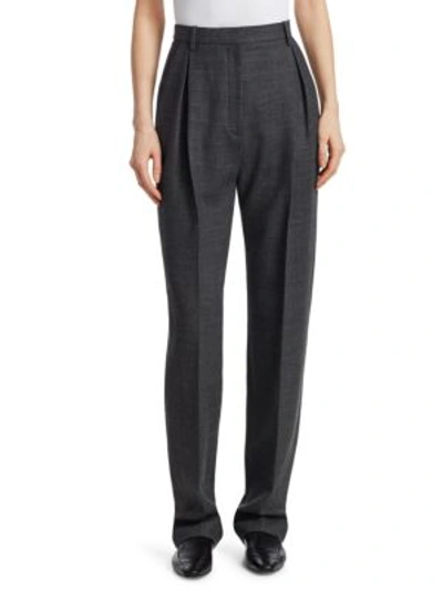 The Row Brina High-waist Tapered-leg Wool-blend Pants In Grey