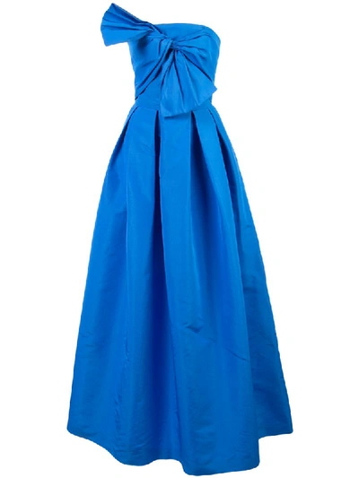 Sachin & Babi Leora Strapless Silk Ball Gown W/ Bow In Imperial Blue