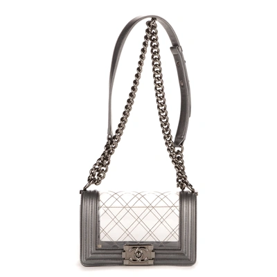 Pre-owned Chanel Boy Transparent In Silver