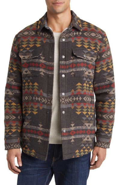 Pendleton Bay City Fleece Lined Snap-up Shirt Jacket In Highland Peak Grey