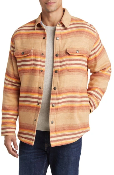 Pendleton Bay City High Pile Fleece Lined Shirt Jacket In Ralston Stripe Tan