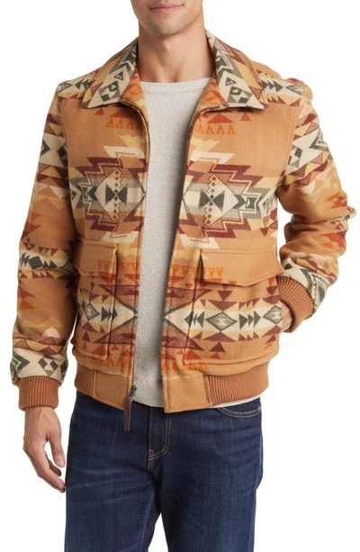 Pendleton Colton Jacquard Wool Jacket In Highland Peak Tan