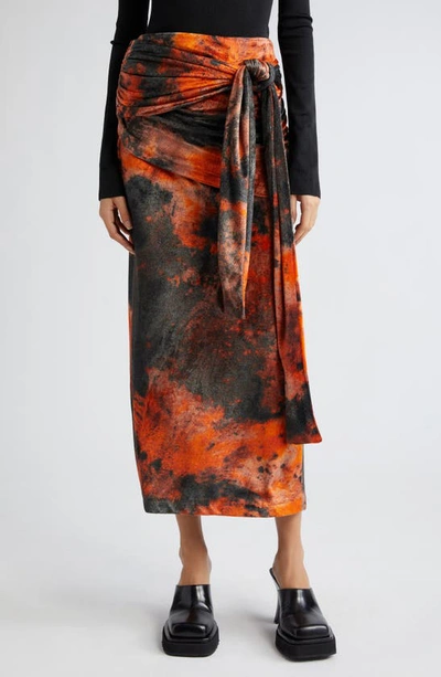 Acne Studios Colorburst Ruched Skirt In Rust Orange