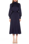 Alexia Admor Safiya Long Sleeve Belted Fit & Flare Dress In Navy