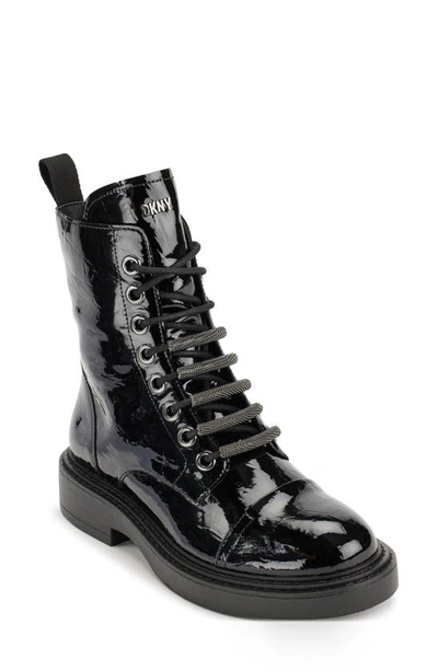 Dkny Iris Combat Boot In Dark Gunmetal