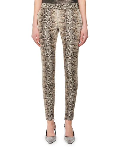 Tom Ford Snake-print Stretch-cotton Twill Skinny Pants In Python