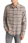 Nn07 Arne 5166 Plaid Cotton Flannel Button-up Shirt In Gray