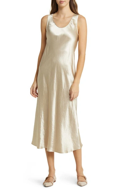 Max Mara Talete Textured Satin Midi Dress In Albino