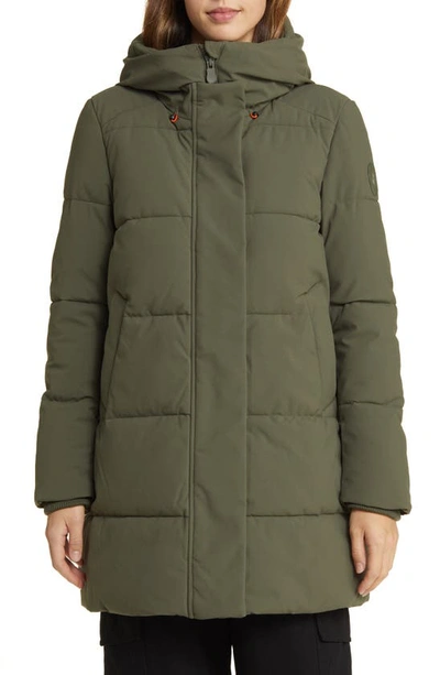 Save The Duck Bethany Water Repellent Hooded Quilted Parka In Laurel Green