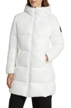 Save The Duck Ines Water Repellent Hooded Quilted Longline Coat In Off White