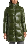 Save The Duck Ines Water Repellent Hooded Quilted Longline Coat In Pine Green