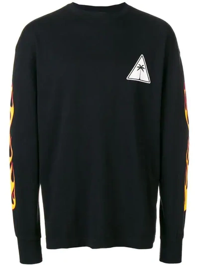 Palm Angels Palms & Flames Sweatshirt In Black