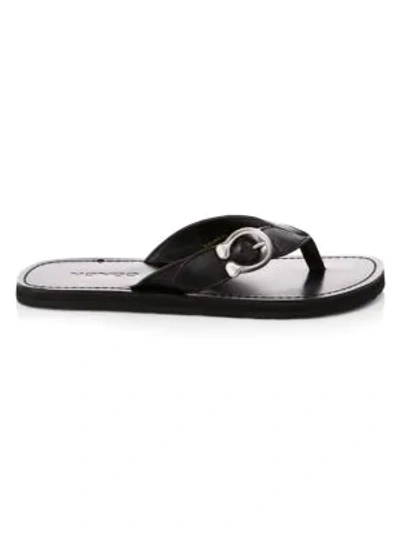Coach Buckle Leather Sandals In Black