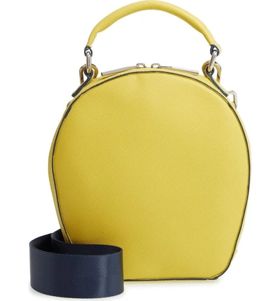 Deux Lux Annabelle Faux Leather Circle Crossbody Bag - Yellow In Citron