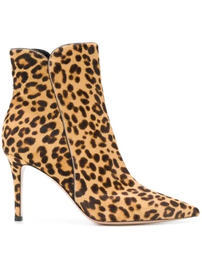 Gianvito Rossi Levy 85 Leopard-print Calf Hair Ankle Boots In Brown