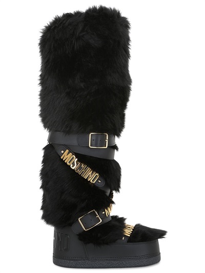 Moschino Faux Fur \u0026 Leather Snow Boots 