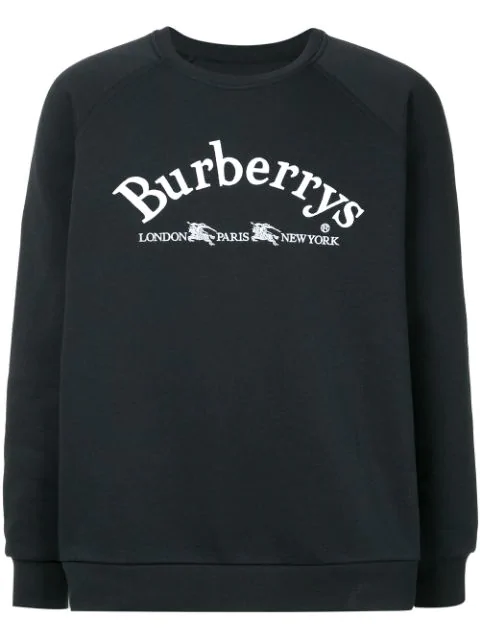 Burberry Embroidered Archive Logo Jersey Sweatshirt In Blue | ModeSens