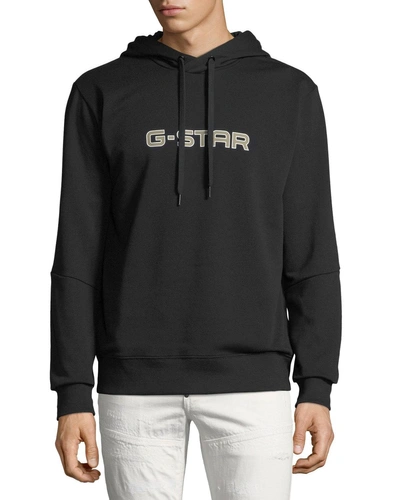 G-star Men's Logo-print Hoodie Sweatshirt In Black
