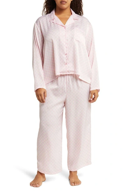 Bp. Satin Pajamas In Pink Posy Billy Check