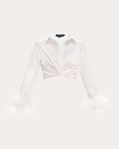 No Pise La Grama Women's Fenix Feathered Crop Shirt In White