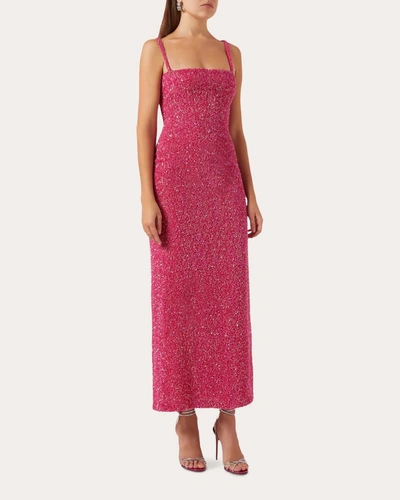 No Pise La Grama Women's Luciernaga Sequin Sleeveless Maxi Dress In Fuchsia