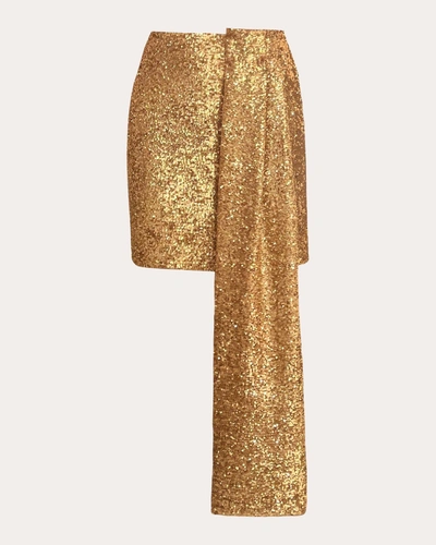 No Pise La Grama Women's Carta De Amor Sequined Draped Miniskirt In Gold Sequins