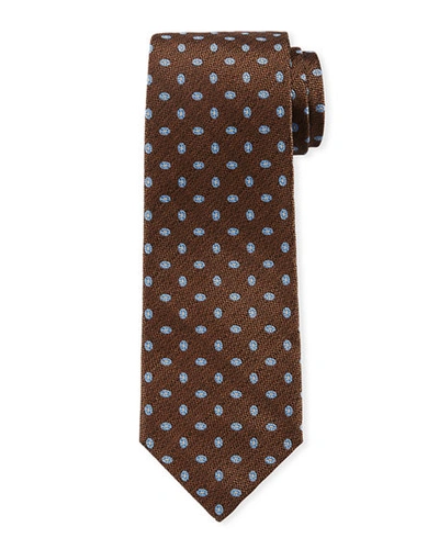 Isaia Woven Oval Pattern Silk Tie In Bronze