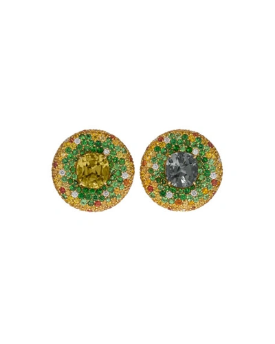 Margot Mckinney Jewelry 18k Gold Round Multi-stone Stud Earrings
