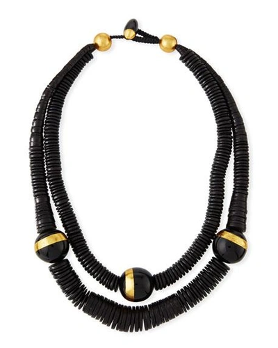 Viktoria Hayman Double-strand Puka Shell Necklace In Black/gold
