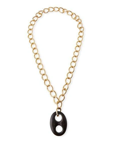 Viktoria Hayman Open-link Tiger Wood Pendant Necklace In Brown/gold