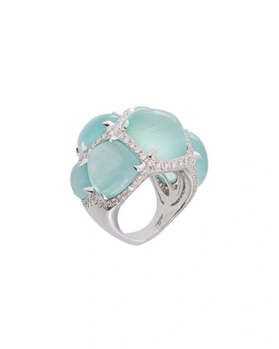 Margot Mckinney Jewelry 18k Multi-aquamarine Ring W/ Diamonds