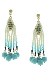 Olivia Welles Dacing Beads Statement Earrings In Gold / Turquoise