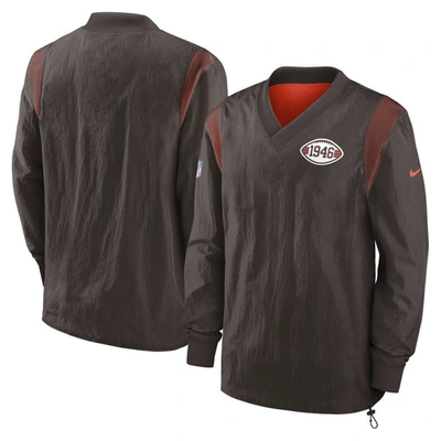 Nike Brown Cleveland Browns Sideline Team Id Reversible Pullover Windshirt