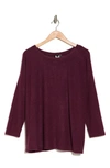 Heather By Bordeaux Ribbed Knit Long Sleeve Sweater In Heather Rosewood