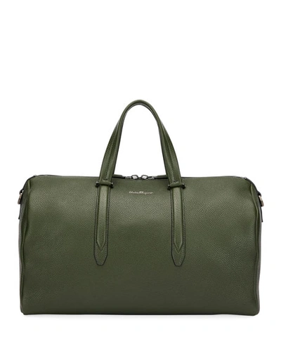 Ferragamo Men's Firenze Leather Weekender Duffel Bag, Green