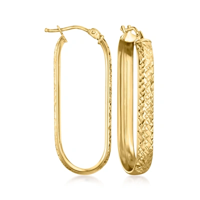 Ross-simons Italian 14kt Yellow Gold Diamond-cut Paper Clip Link Hoop Earrings