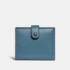Coach Small Trifold Wallet In Chambray/black Copper