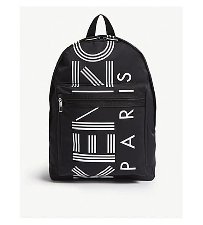 Kenzo Striped Logo Nylon Backpack In Black