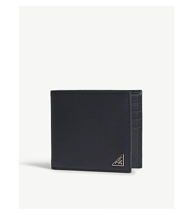 Prada Saffiano Leather Billfold Wallet In Black