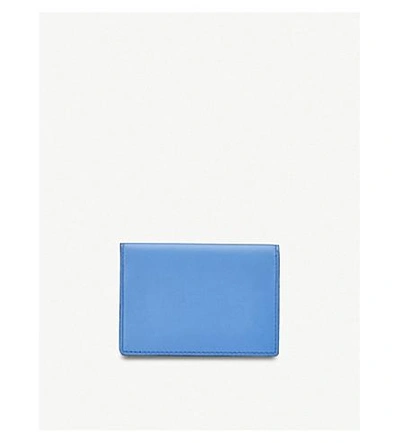 Smythson Ladies Nile Blue Striped Bond Leather Card Holder
