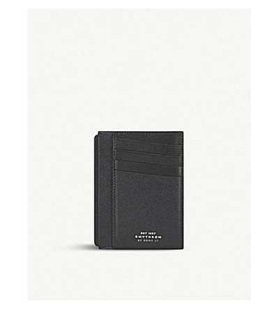Smythson Grosvenor Leather Card Holder In Black