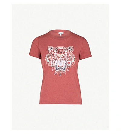 Kenzo Womens Pink Tiger Cotton-jersey Short Sleeve T-shirt In Suede